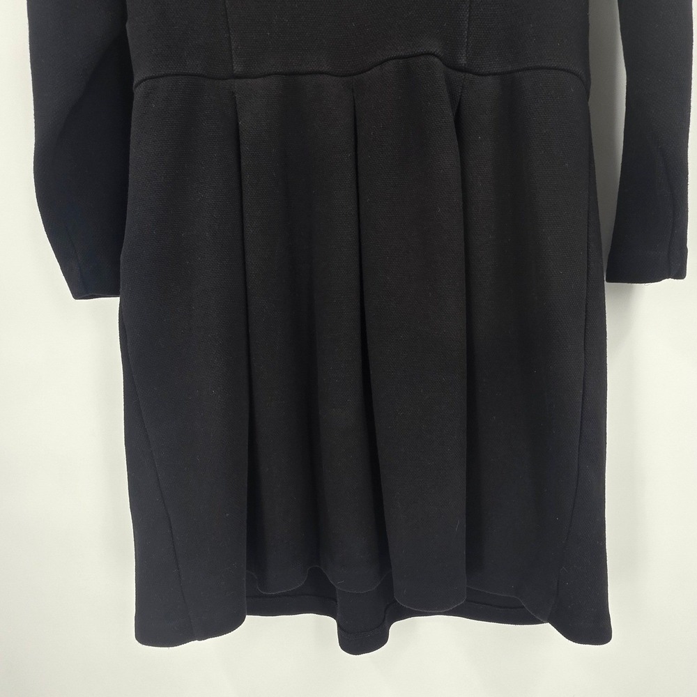 BODEN LINDSEY PONTE DRESS WOMENS SIZE 14R BLACK PLEATED TEXTURED SCOOP NECK KNEE - Picture 7 of 16